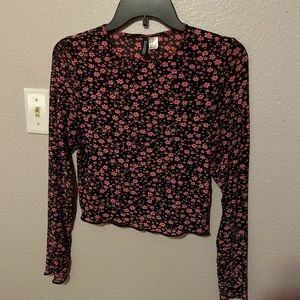 Mesh long sleeve crop top